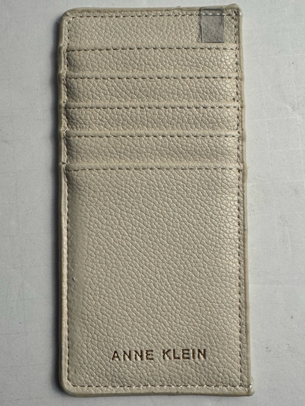 Anne Klein Cream Beige Pebbled Slim Card Holder
